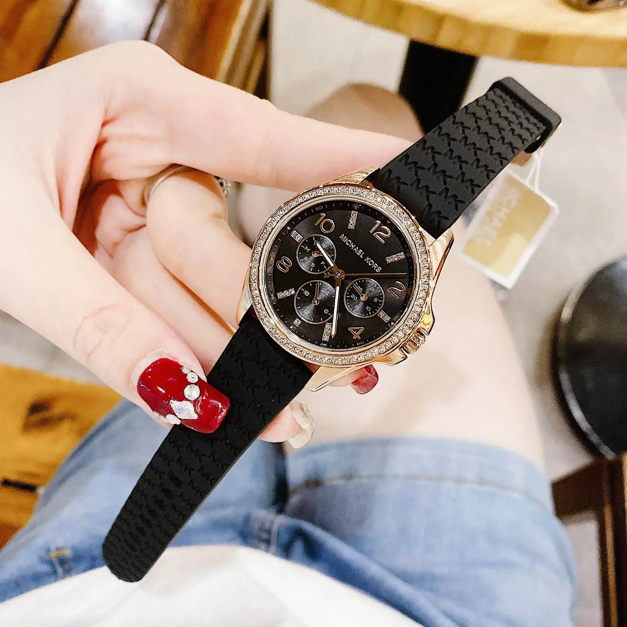  Shop Authentic Michael Kors Mini Pilot Black Dial Black Silicone Strap Watch For Women - MK7373 - Luxxuri