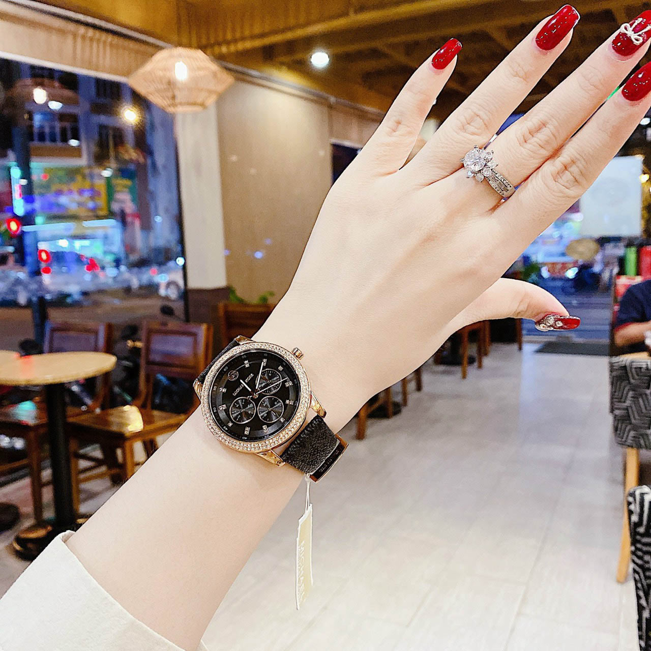  Shop Authentic Michael Kors Tibby Multifunction Black Dial Black Leather Strap Watch For Women - MK6968 - Luxxuri
