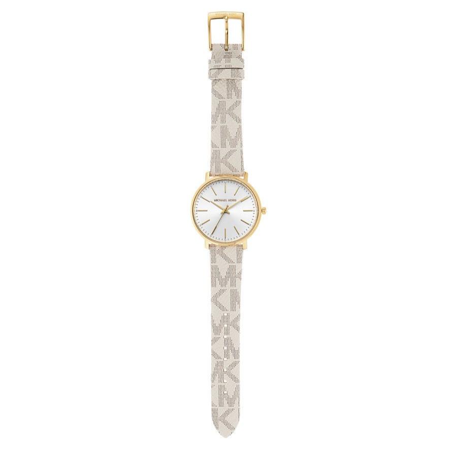  Shop Authentic Michael Kors Pyper Quartz Silver Dial White Leather Strap Watch For Women - MK2858 - Luxxuri