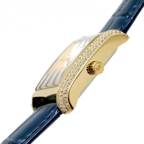  Shop Authentic Michael Kors Emery Quartz Diamond Silver Dial Blue Leather Strap Watch For Women - MK2982 - Luxxuri