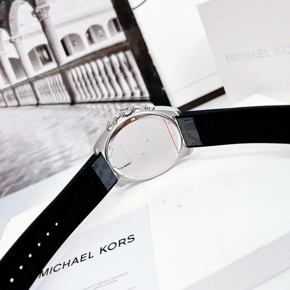  Shop Authentic Michael Kors Brecken Chronograph Silver Dial Grey Leather Strap Watch For Men - MK8922 - Luxxuri