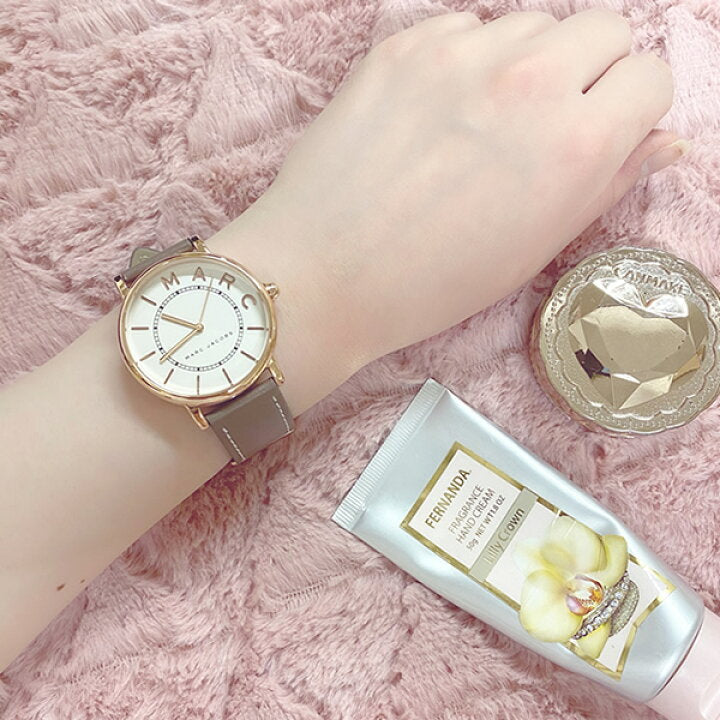  Shop Authentic Marc Jacobs Roxy White Dial Cement Brown Leather Strap Watch for Women - MJ1533 - Luxxuri