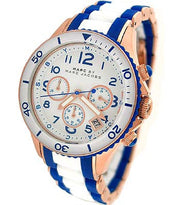  Shop Authentic Marc Jacobs Rock Chronograph White Dial Two Tone Silicone Strap Watch for Women - MBM2594 - Luxxuri