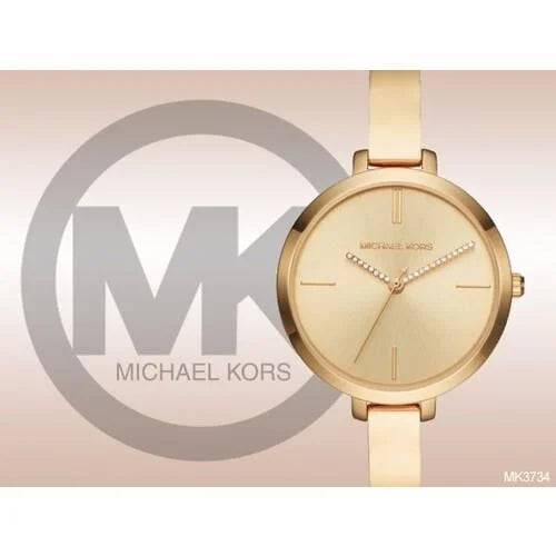  Shop Authentic Michael Kors Jaryn Quartz Gold Dial Gold Steel Strap Watch For Women - MK3734 - Luxxuri