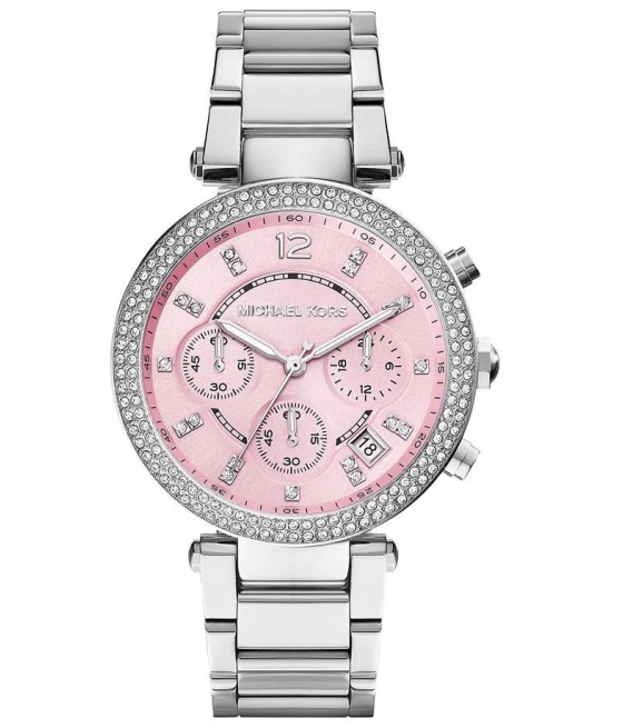  Shop Authentic Michael Kors Parker Chronograph Pink Dial Silver Steel Strap Watch For Women - MK6105 - Luxxuri
