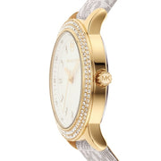  Shop Authentic Michael Kors Tibby Analog Silver Dial White Leather Strap Watch for Women - MK1049 - Luxxuri