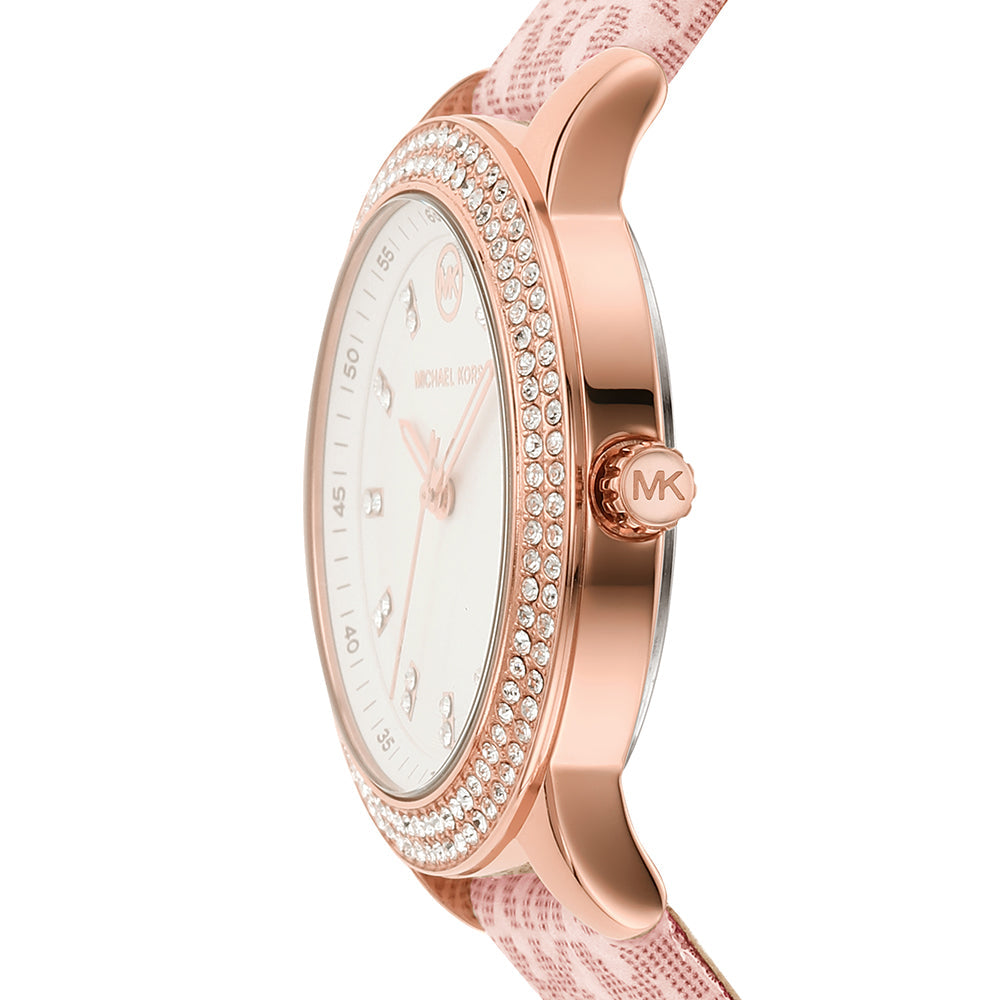  Shop Authentic Michael Kors Tibby Silver Dial Pink Leather Strap Watch for Women - MK1050 - Luxxuri
