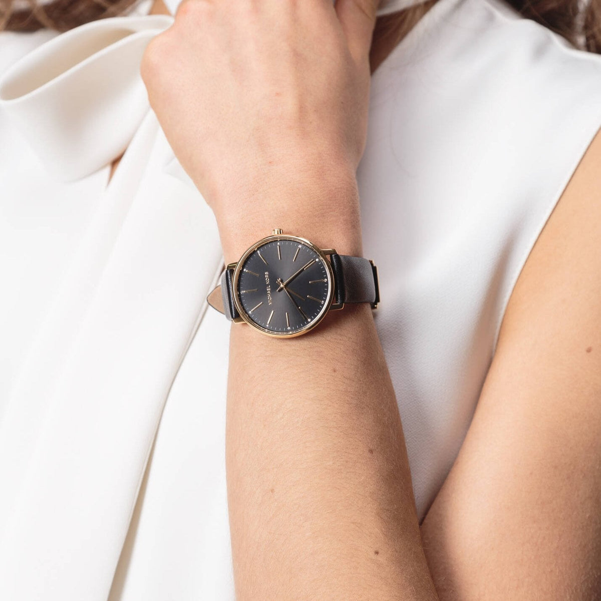  Shop Authentic Michael Kors Pyper Black Dial Black Leather Strap Watch For Women - MK2747 - Luxxuri