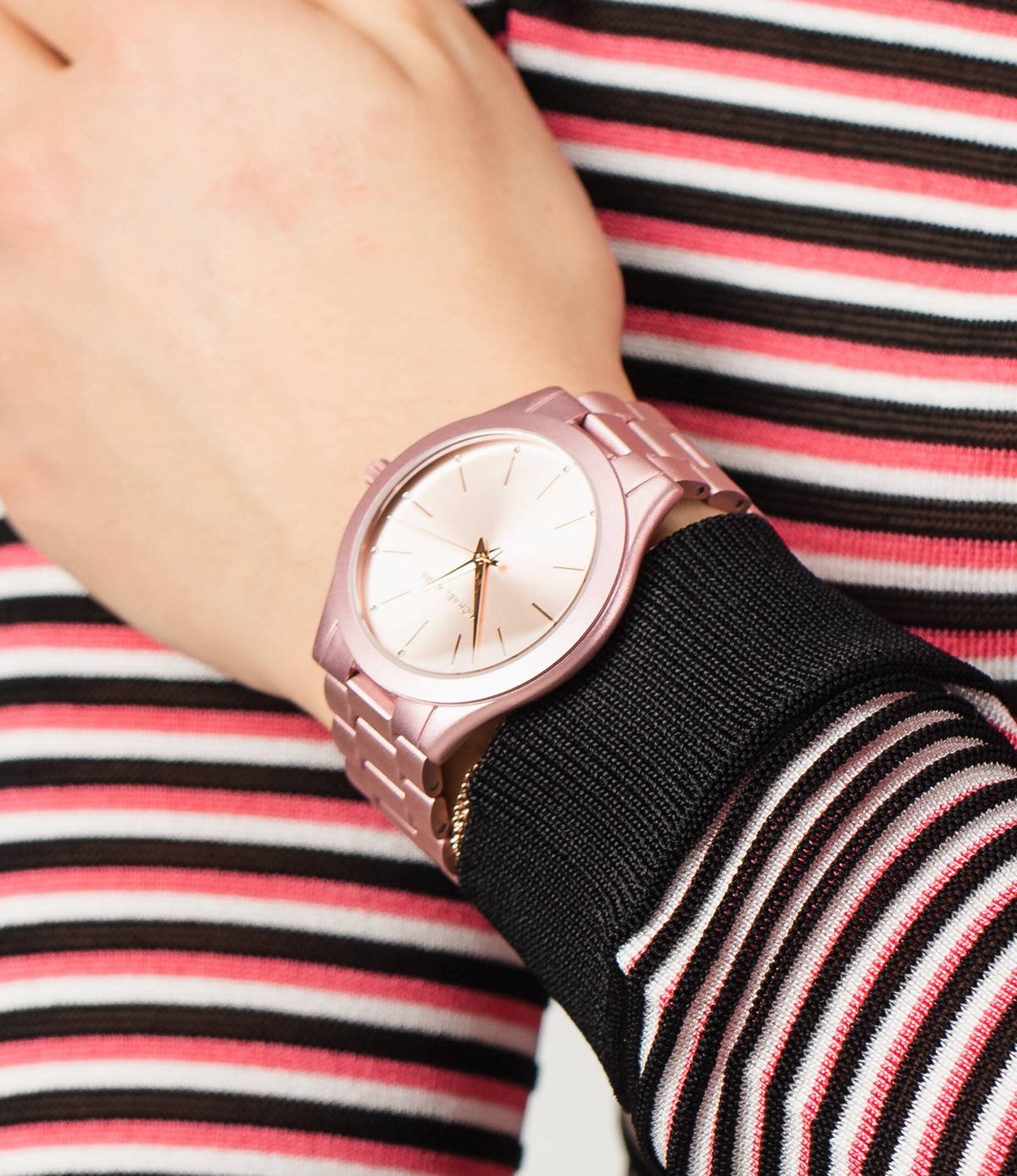  Shop Authentic Michael Kors Slim Runway Pink Dial Pink Steel Strap Watch For Women - MK4456 - Luxxuri