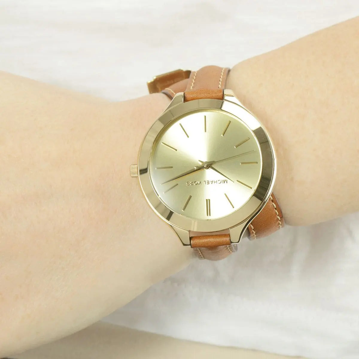  Shop Authentic Michael Kors Runway Gold Dial Brown Leather Strap Watch For Women - MK2256 - Luxxuri