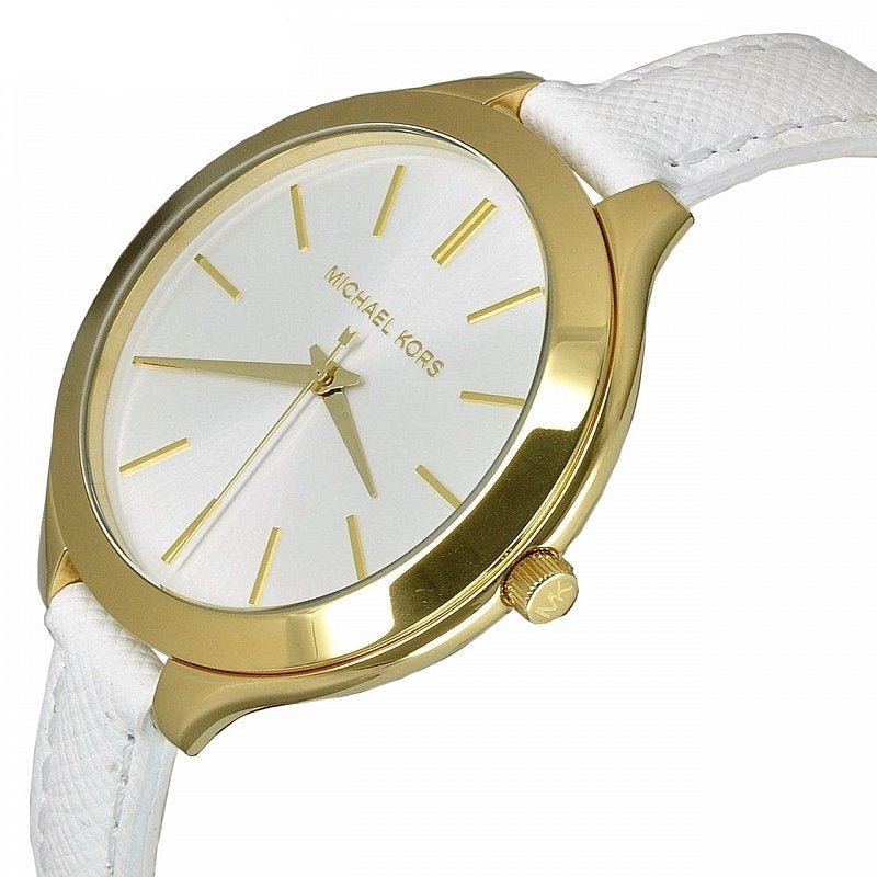  Shop Authentic Michael Kors Slim Runway White Dial White Leather Strap Watch For Women - MK2273 - Luxxuri