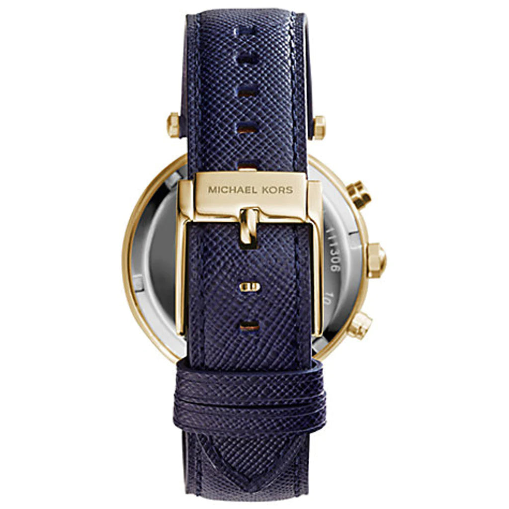  Shop Authentic Michael Kors Runway Quartz Gold Dial Blue Leather Strap Watch For Women - MK2285 - Luxxuri