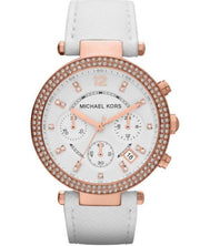  Shop Authentic Michael Kors Parker White Diamonds Dial White Leather Strap Watch for Women - MK2281 - Luxxuri