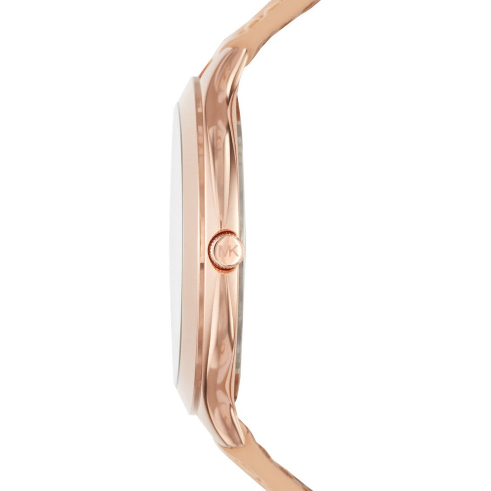  Shop Authentic Michael Kors Runway Slim Quartz White Dial Beige Leather Strap Watch For Women - MK2284 - Luxxuri