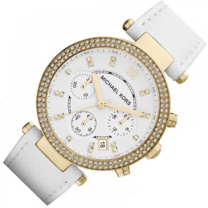 Shop Authentic Michael Kors Parker White Dial with Diamonds White Leather Strap Watch for Women - MK2290 - Luxxuri