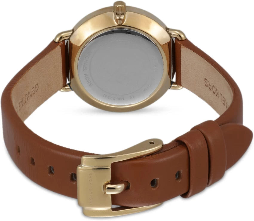  Shop Authentic Michael Kors Portia Quartz White Dial Brown Leather Strap Watch For Women - MK2734 - Luxxuri