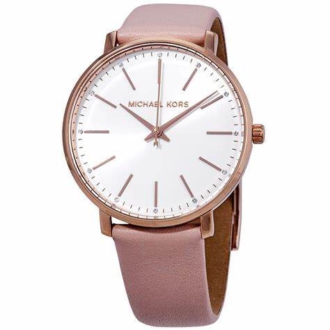  Shop Authentic Michael Kors Pyper Quartz White Dial Pink Leather Strap Watch For Women - MK2741 - Luxxuri