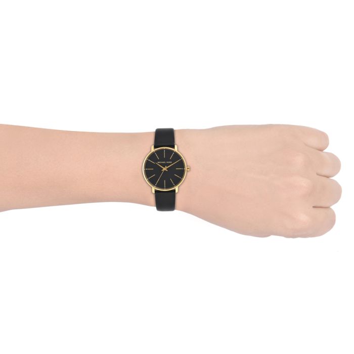  Shop Authentic Michael Kors Pyper Black Dial Black Leather Strap Watch For Women - MK2747 - Luxxuri