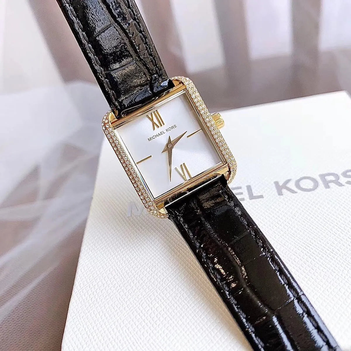  Shop Authentic Michael Kors Lake Quartz White Dial Black Leather Strap Watch For Women - MK2762 - Luxxuri
