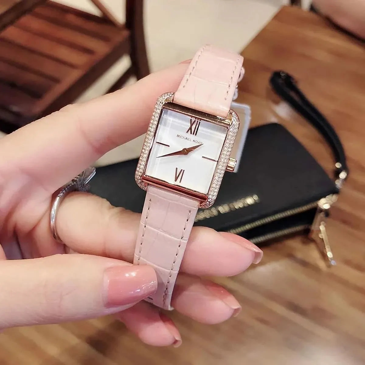  Shop Authentic Michael Kors Lake Quartz White Dial Pink Leather Strap Watch For Women - MK2763 - Luxxuri