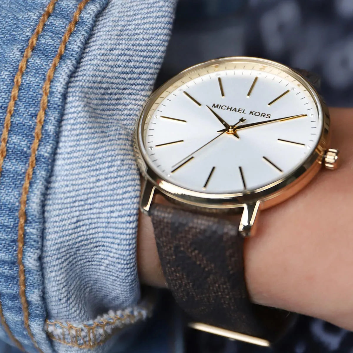  Shop Authentic Michael Kors Pyper Quartz Silver Dial Brown Leather Strap Watch For Women - MK2857 - Luxxuri