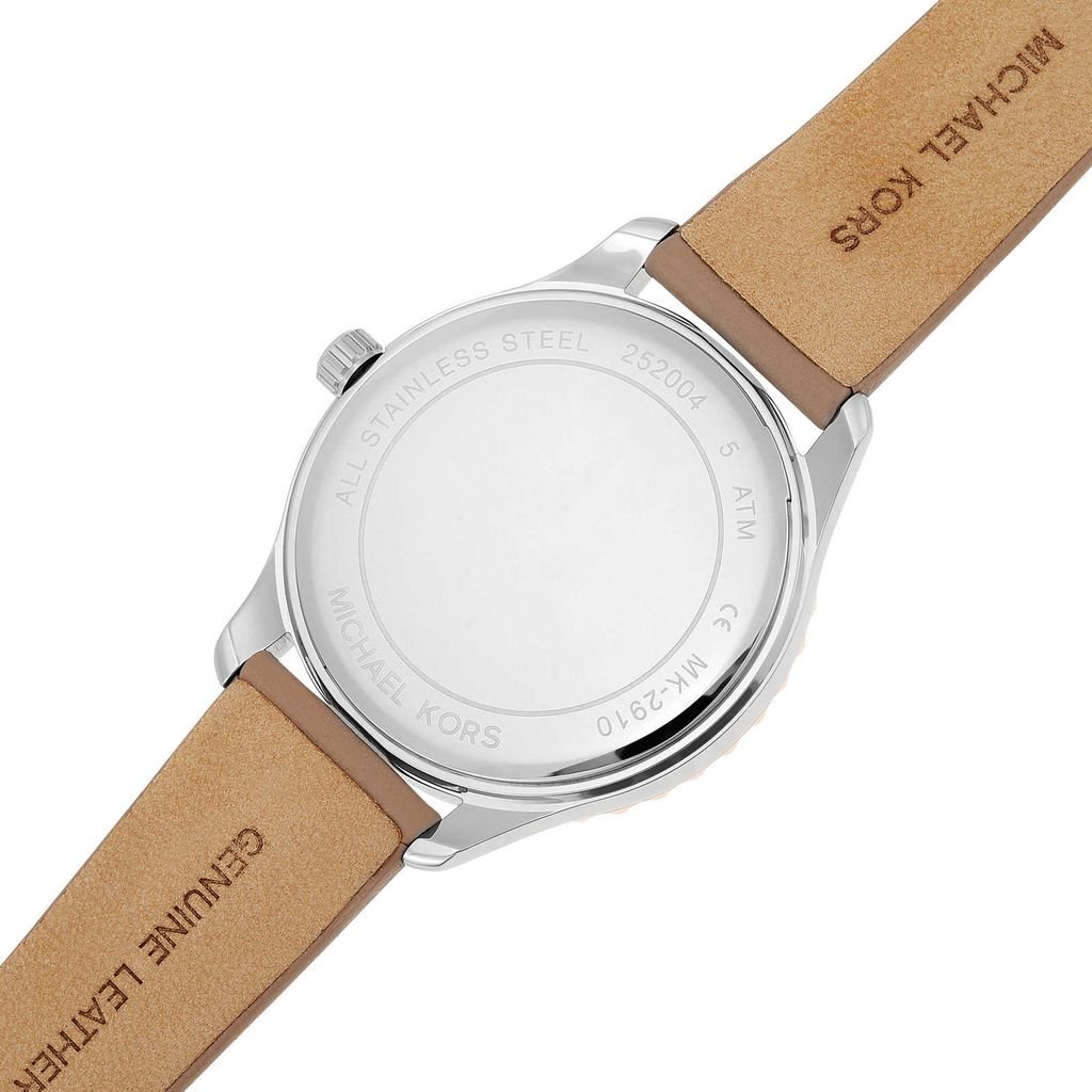  Shop Authentic Michael Kors Layton Mother of Pearl White Dial Brown Leather Strap Watch For Women - MK2910 - Luxxuri