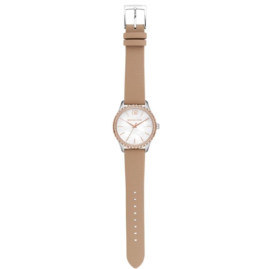  Shop Authentic Michael Kors Layton Mother of Pearl White Dial Brown Leather Strap Watch For Women - MK2910 - Luxxuri