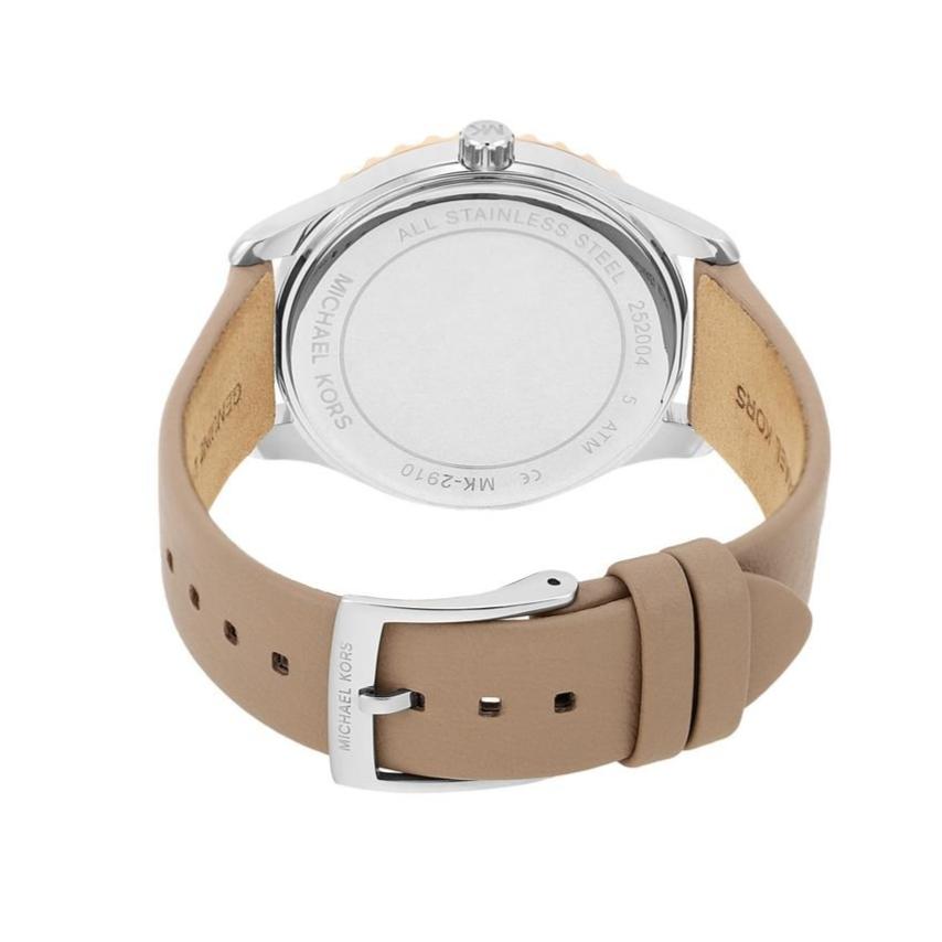  Shop Authentic Michael Kors Layton Mother of Pearl White Dial Brown Leather Strap Watch For Women - MK2910 - Luxxuri