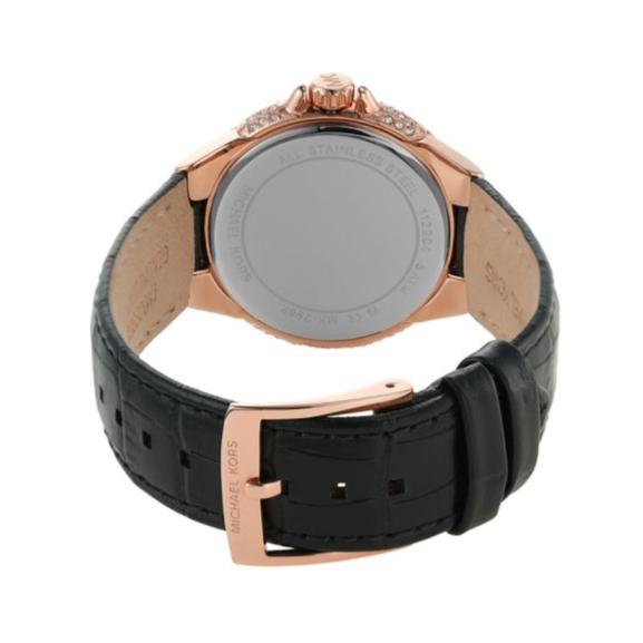  Shop Authentic Michael Kors Camille Three-Hand Crystals White Dial Black Leather Strap Watch for Women - MK2962 - Luxxuri