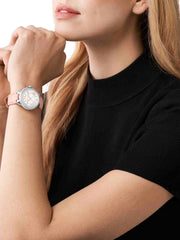  Shop Authentic Michael Kors Camille Three-Hand Crystals White Dial Pink Leather Strap Watch for Women - MK2963 - Luxxuri