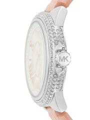  Shop Authentic Michael Kors Camille Three-Hand Crystals White Dial Pink Leather Strap Watch for Women - MK2963 - Luxxuri