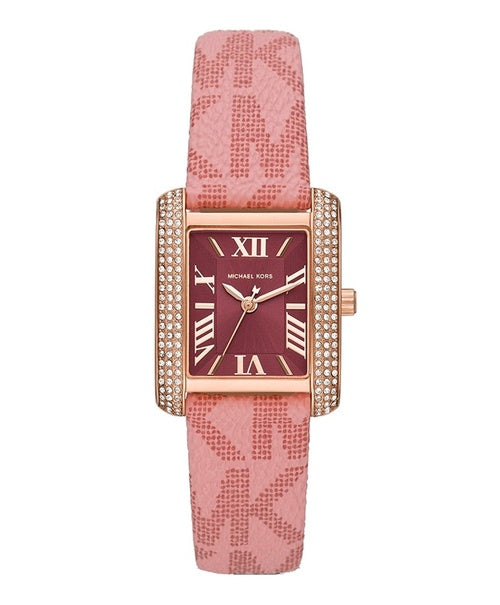  Shop Authentic Michael Kors Emery Quartz Diamonds Red Dial Pink Leather Strap Watch For Women - MK2966 - Luxxuri