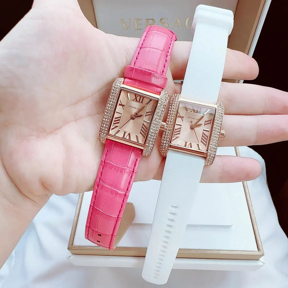  Shop Authentic Michael Kors Emery Quartz Diamonds Rose Gold Dial Pink Leather Strap Watch For Women - MK2984 - Luxxuri