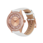  Shop Authentic Michael Kors Harlowe Analog Rose Gold Dial White Leather Strap Watch For Women - MK2989 - Luxxuri
