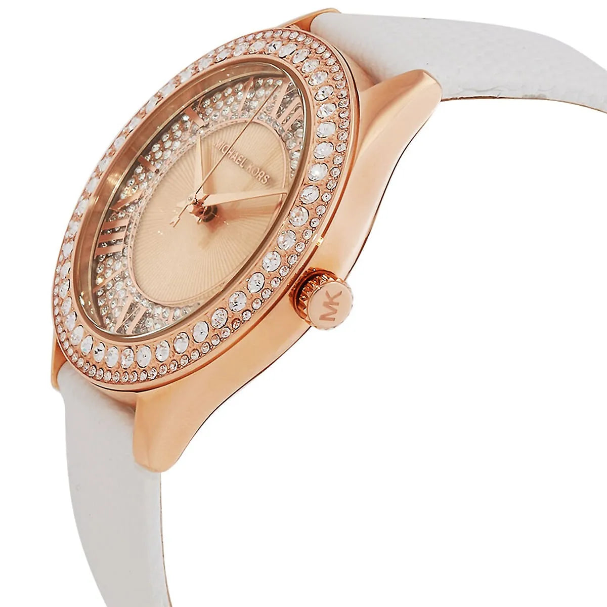 Shop Authentic Michael Kors Harlowe Analog Rose Gold Dial White Leather Strap Watch For Women - MK2989 - Luxxuri