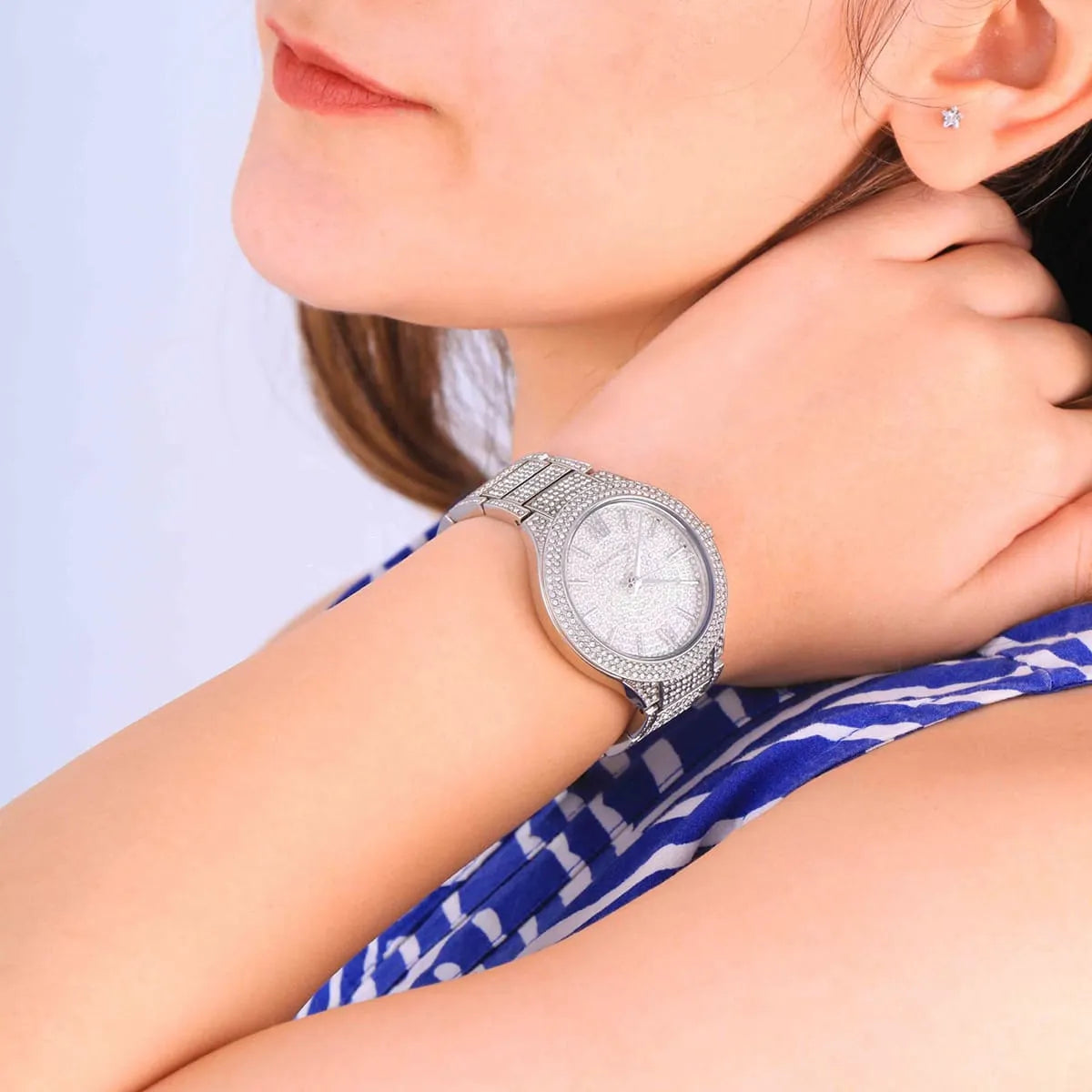  Shop Authentic Michael Kors Kerry Crystal Pave Silver Dial Silver Steel Strap Watch For Women - MK3359 - Luxxuri