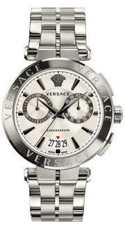  Shop Authentic Versace Aion Chronograph White Dial Silver Steel Strap Watch for Men - VBR040017 - Luxxuri