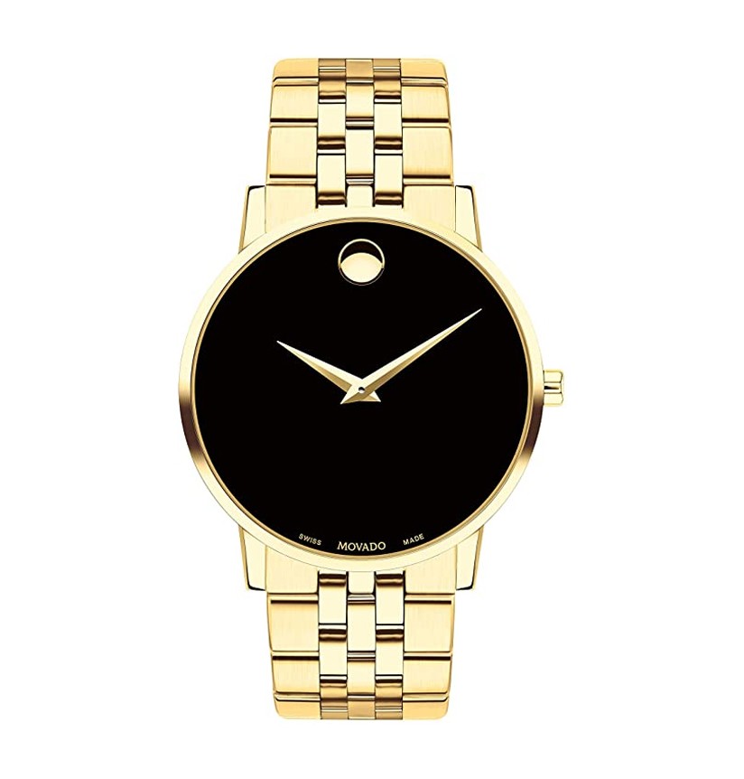  Shop Authentic Movado Museum Classic Quartz Black Dial Gold Steel Strap Watch for Men - 0607203 - Luxxuri