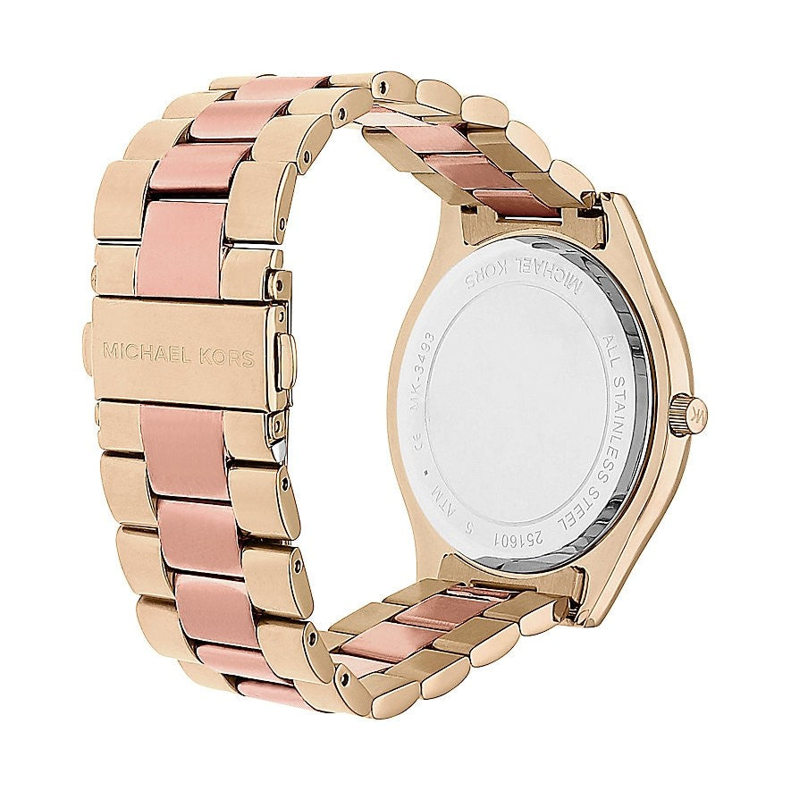  Shop Authentic Michael Kors Slim Runway Pink Dial Two Tone Steel Strap Watch for Women - MK3493 - Luxxuri