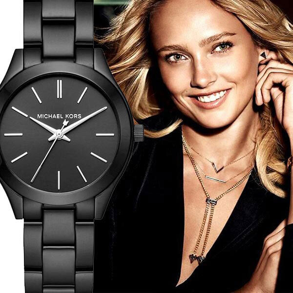  Shop Authentic Michael Kors Mini Slim Runway Black Dial Black Steel Strap Watch for Women - MK3587 - Luxxuri