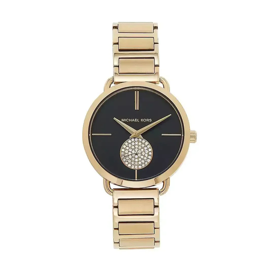  Shop Authentic Michael Kors Portia Black Dial Gold Steel Strap Watch for Women - MK3788 - Luxxuri