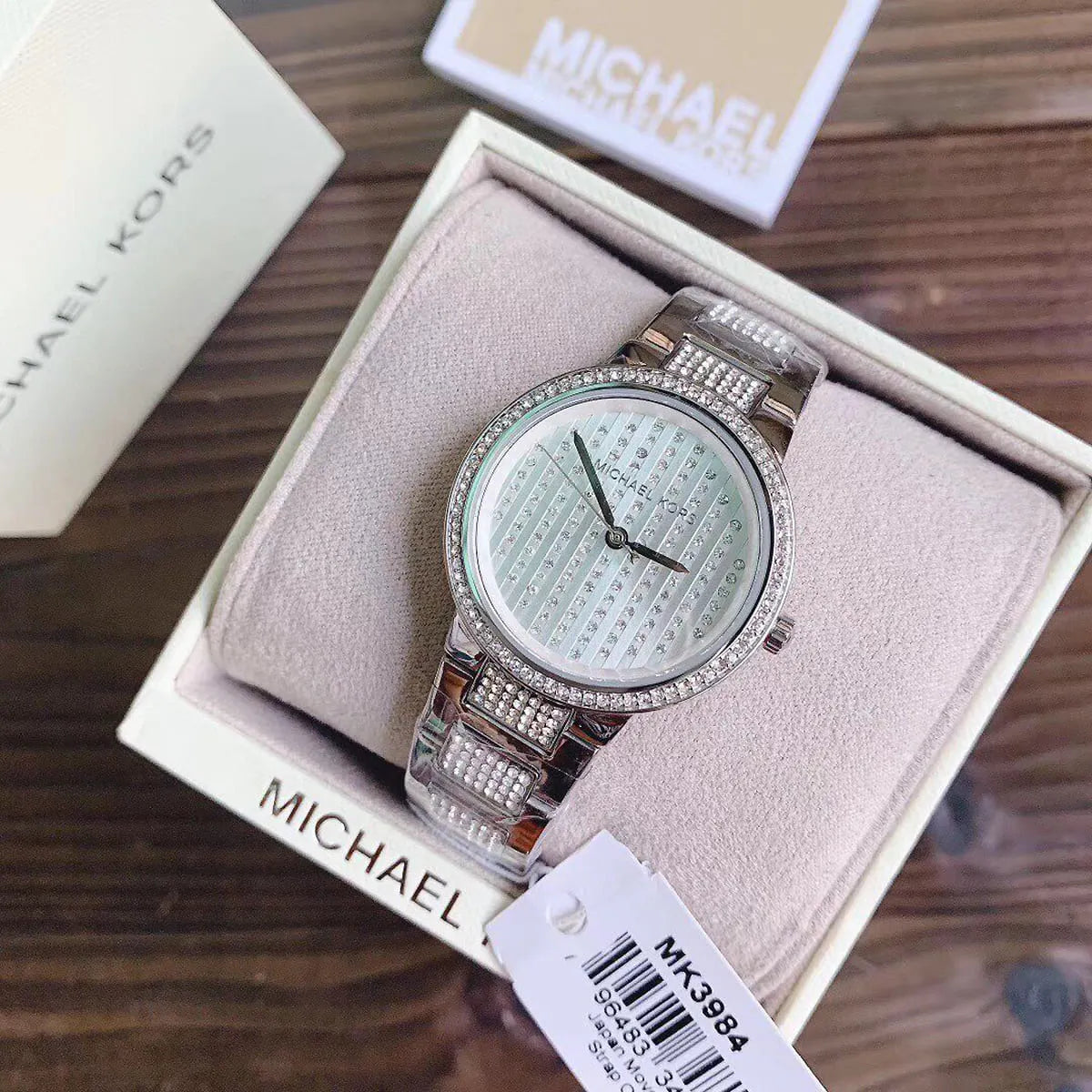  Shop Authentic Michael Kors Gabbi Quartz Crystals Silver Dial Silver Steel Strap Watch For Women - MK3984 - Luxxuri