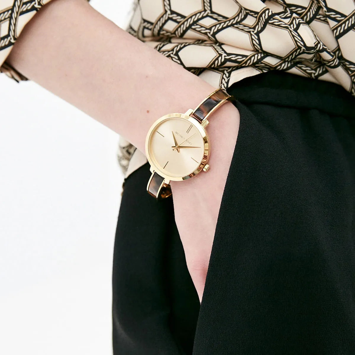  Shop Authentic Michael Kors Jaryn Quartz Gold Dial Two Tone Steel Strap Watch for Women - MK4341 - Luxxuri