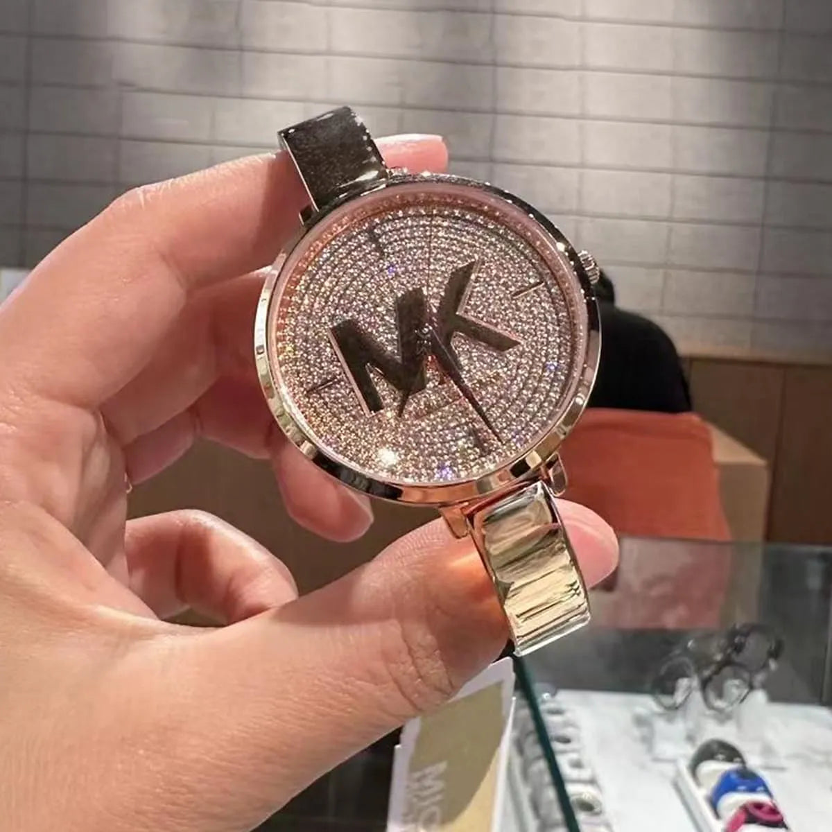  Shop Authentic Michael Kors Charley Quartz Crystals Rose Gold Dial Rose Gold Steel Strap Watch For Women - MK4433 - Luxxuri