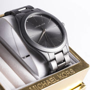  Shop Authentic Michael Kors Slim Runway Quartz Grey Dial Grey Steel Strap Watch For Women - MK4506 - Luxxuri