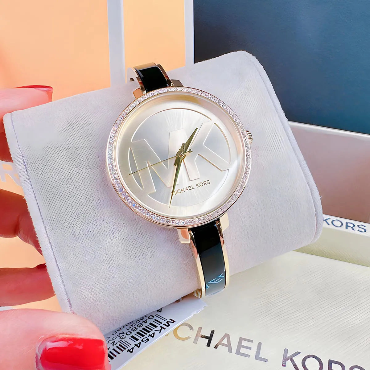  Shop Authentic Michael Kors Jaryn Quartz Gold Dial Black Steel Strap Watch For Women - MK4544 - Luxxuri