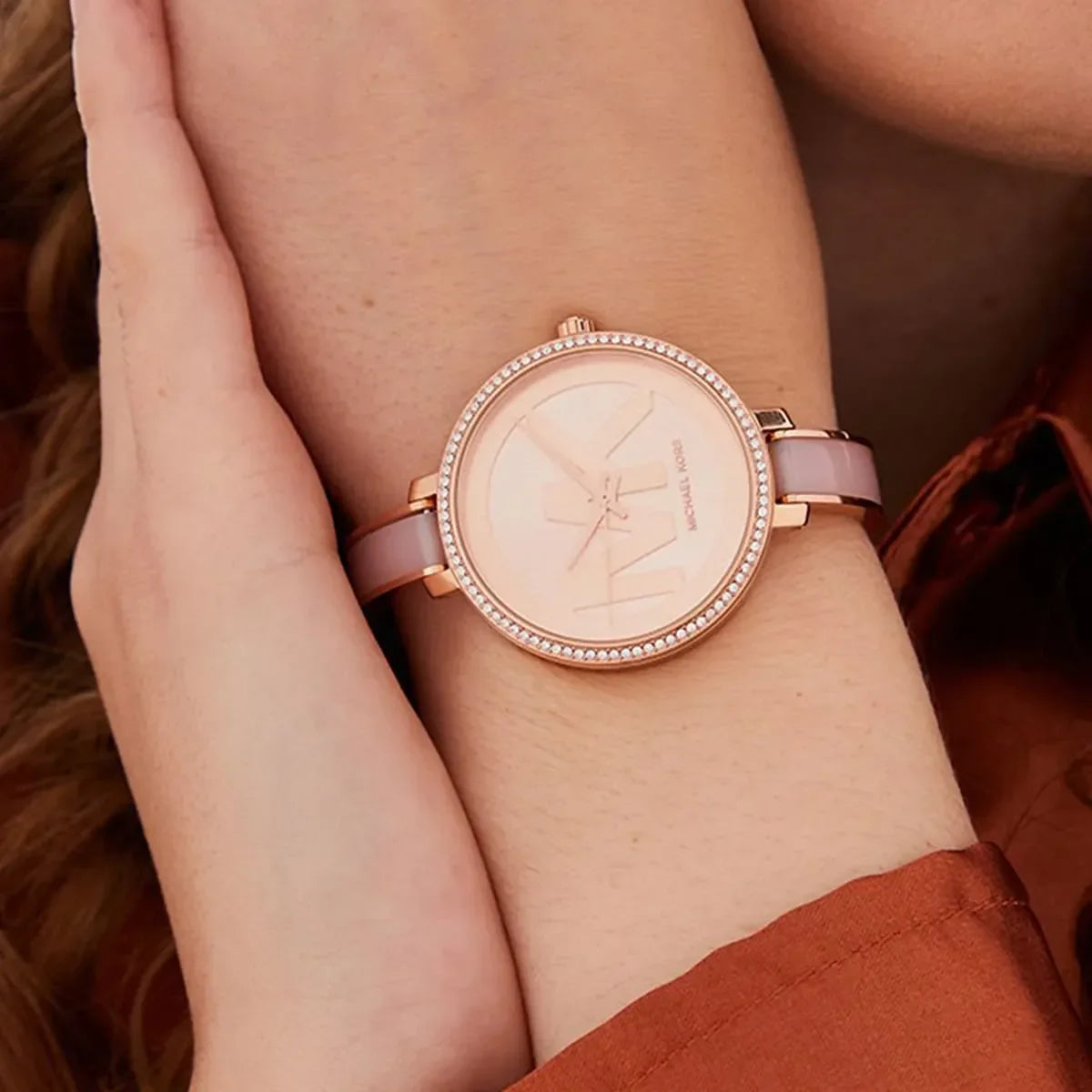  Shop Authentic Michael Kors Jaryn Analog Rose Gold Dial Pink Steel Strap Watch For Women - MK4545 - Luxxuri