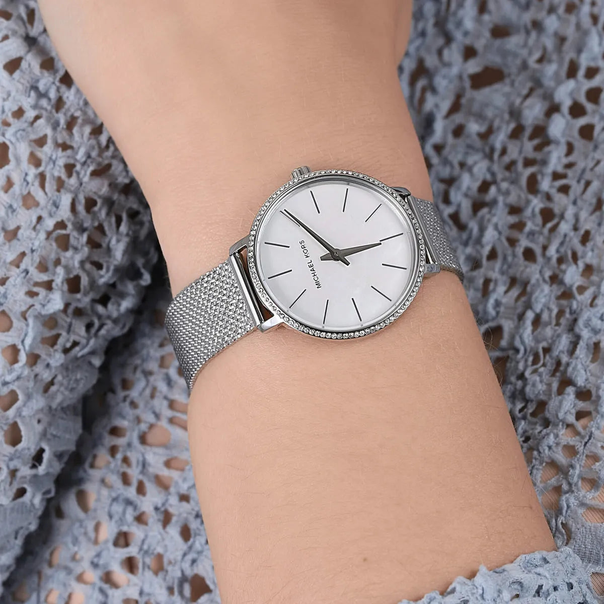  Shop Authentic Michael Kors Pyper Quartz Mother of Pearl White Dial Silver Mesh Strap Watch For Women - MK4618 - Luxxuri