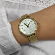  Shop Authentic Michael Kors Pyper Quartz Mother of Pearl White Dial Gold Mesh Bracelet Watch For Women - MK4619 - Luxxuri