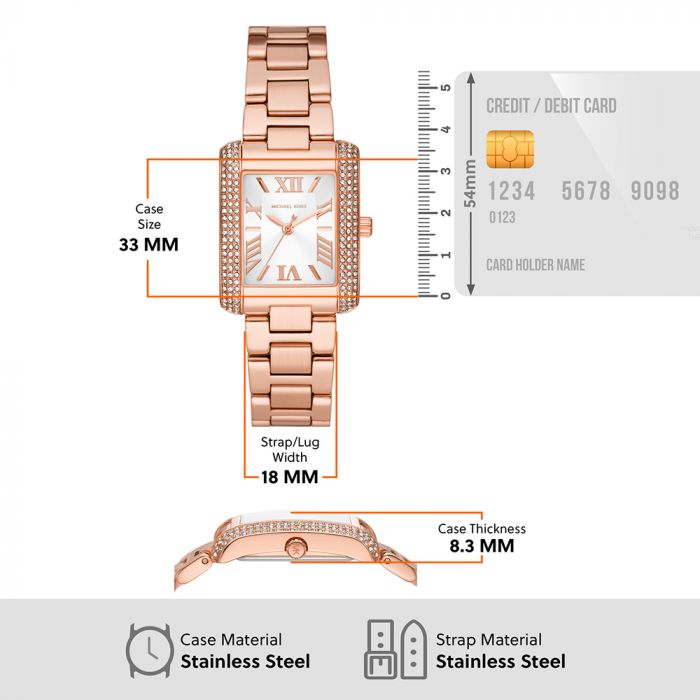  Shop Authentic Michael Kors Emery Three-Hand Crystals Silver Dial Rose Gold Steel Strap Watch for Women - MK4641 - Luxxuri